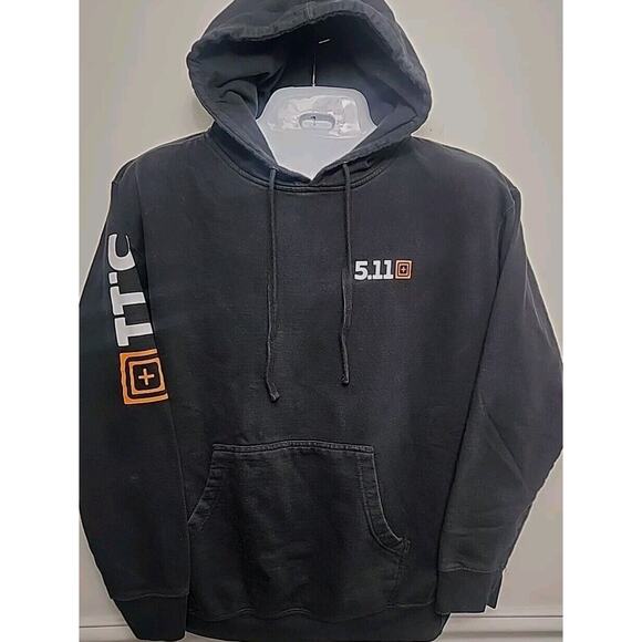 5.11 Tactical Sweatshirt Mens L Black Hoodie Spell Out Logo Workwear Casual - Picture 1 of 9
